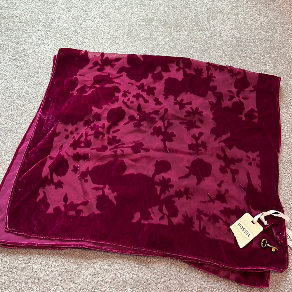 NWT Fossil Pink Patterned Polyester Scarf/Wrap